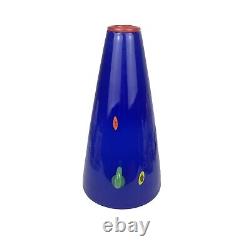 Mitchell Gaudet Art Glass Vase Modern Abstract Cone Hand Blown Tall Blue Decor