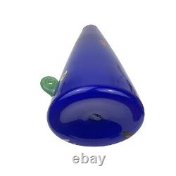 Mitchell Gaudet Art Glass Vase Modern Abstract Cone Hand Blown Tall Blue Decor