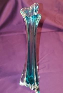 Modern Transparent submerged BLUE Italian Murano Glass Vase 1970's