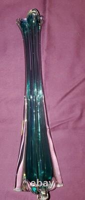 Modern Transparent submerged BLUE Italian Murano Glass Vase 1970's