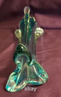 Modern Transparent submerged BLUE Italian Murano Glass Vase 1970's