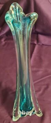 Modern Transparent submerged BLUE Italian Murano Glass Vase 1970's