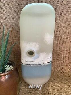 Modernist Studio Art Glass Newman & Ciancibelli Blue Vase Tablet Series 2003