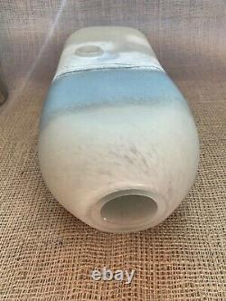 Modernist Studio Art Glass Newman & Ciancibelli Blue Vase Tablet Series 2003