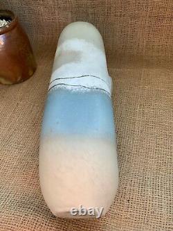 Modernist Studio Art Glass Newman & Ciancibelli Blue Vase Tablet Series 2003