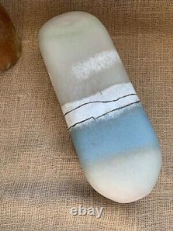 Modernist Studio Art Glass Newman & Ciancibelli Blue Vase Tablet Series 2003