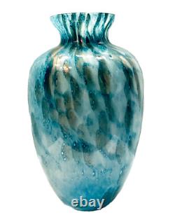 Monumental 20 Murano Mottled Blue Green Aventurine Italian Art Glass Vase