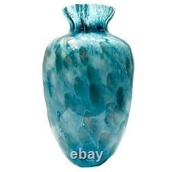 Monumental 20 Murano Mottled Blue Green Aventurine Italian Art Glass Vase
