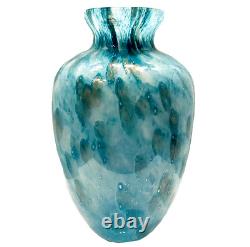 Monumental 20 Murano Mottled Blue Green Aventurine Italian Art Glass Vase