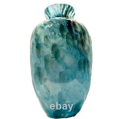 Monumental 20 Murano Mottled Blue Green Aventurine Italian Art Glass Vase