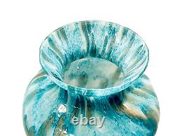 Monumental 20 Murano Mottled Blue Green Aventurine Italian Art Glass Vase