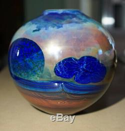 Moon Vessel 6lb Glass Vase signed by John Lewis 6.5 x 6 x 6