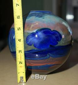 Moon Vessel 6lb Glass Vase signed by John Lewis 6.5 x 6 x 6