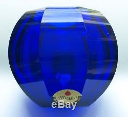 Moser Cobalt Blue Crystal Faceted Small Beauty Bowl / Vase NIB
