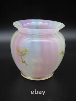° Moser Glass Victorian flowers enamel Painting Blue green Cranberry Opalescent