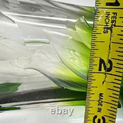 Moser Marquetry and Intaglio Art Glass Vase Blue Green Florals