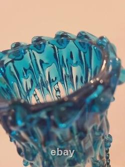 Moser Style Vase Large Applied glass flowers butterfly