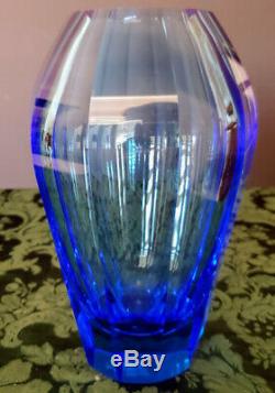 Moser Tallest of Eternity Series 10 Panel Crystal Sapphire Blue Hand Polished