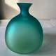Multi Glass Blue Green Frosted Vase Rounded Body Flared Neck 21 x 19 cm