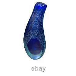Murano Alessandro Mandruzzato Faceted Blue Sommerso Frit style Textured Vase