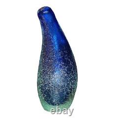 Murano Alessandro Mandruzzato Faceted Blue Sommerso Frit style Textured Vase