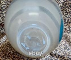 Murano Art Glass Hand Blown Blue & Cream Spiral Vase ITALY