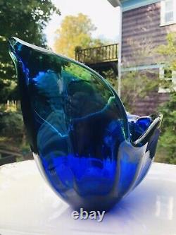Murano Art Glass Hand Blown Swan Blue Green Vase Bowl 12 Piece Lavorazione