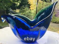 Murano Art Glass Hand Blown Swan Blue Green Vase Bowl 12 Piece Lavorazione