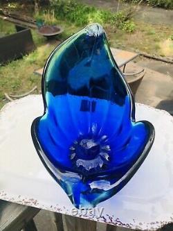 Murano Art Glass Hand Blown Swan Blue Green Vase Bowl 12 Piece Lavorazione