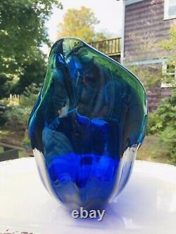 Murano Art Glass Hand Blown Swan Blue Green Vase Bowl 12 Piece Lavorazione