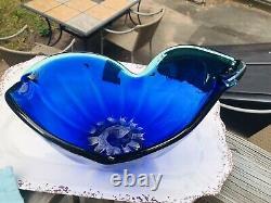 Murano Art Glass Hand Blown Swan Blue Green Vase Bowl 12 Piece Lavorazione