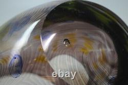 Murano Art Glass Hand Blown purple Feathering/Swirls Yellow & Blue Spots Vase