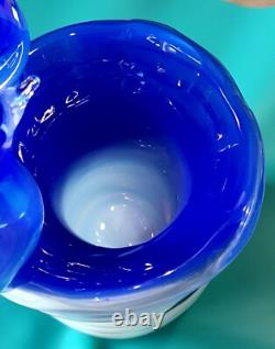 Murano Art Glass Italy Blue Birds Vase Outer Glass Coil Wrap 10 lb Unmarked VTG