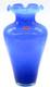 Murano Art Glass Large Ruffled Blue 14 Tall Vase Made In Italy SPECTACULAR