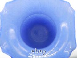 Murano Art Glass Large Ruffled Blue 14 Tall Vase Made In Italy SPECTACULAR