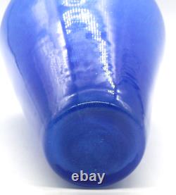Murano Art Glass Large Ruffled Blue 14 Tall Vase Made In Italy SPECTACULAR
