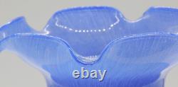 Murano Art Glass Large Ruffled Blue 14 Tall Vase Made In Italy SPECTACULAR
