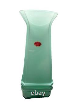 Murano Art Glass Vase Light Blue Green Decorative Solid Glossy Italian Italy