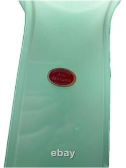 Murano Art Glass Vase Light Blue Green Decorative Solid Glossy Italian Italy