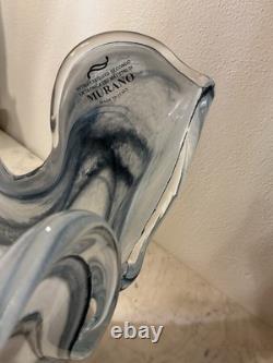 Murano Art Glass Vase Ruffled Blue 10.5Tall Italy. Hand Blown Murano Art Glass Vase Ruffled Blue 10.5Tall Italy. Hand Blown