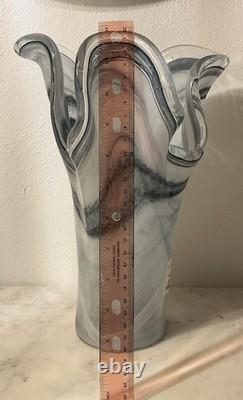 Murano Art Glass Vase Ruffled Blue 10.5Tall Italy. Hand Blown Murano Art Glass Vase Ruffled Blue 10.5Tall Italy. Hand Blown