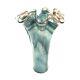 Murano Art Glass Vase Ruffled Top Blue Bronze Glitter 15-16 Tall NWT