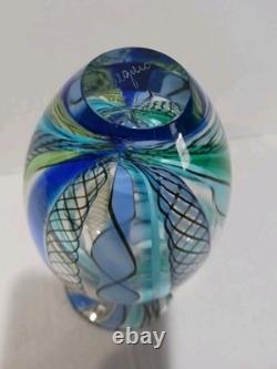 Murano Blue Lace Art Glass Signed Vase 7
