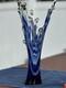 Murano Cobalt Blue & White Splash Vase. Vintage 15