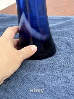 Murano Cobalt Blue & White Splash Vase. Vintage 15