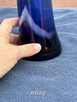 Murano Cobalt Blue & White Splash Vase. Vintage 15