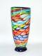 Murano Colorful 15 Tall Light Blue & Red & Lime Green Glass Vase