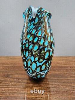 Murano Cristalleria Ann Primrose Collection Turquoise Blue With Silver Sparkles