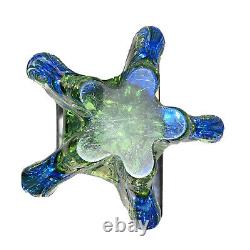 Murano Formia Onesto Art Glass Multi Sommerso Blue Green Cased In Clear Flower