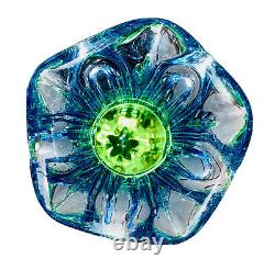 Murano Formia Onesto Art Glass Multi Sommerso Blue Green Cased In Clear Flower